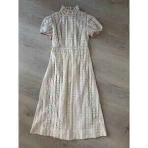 Girls Size 10 Cream Lace High Neck Maxi Dress
